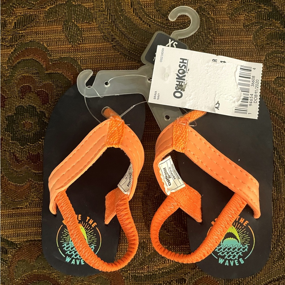 INFANTS SIZE XS- OSHKOSH B’GOSH NEON ORANGE -FLIPFLOP/WATER SHOES